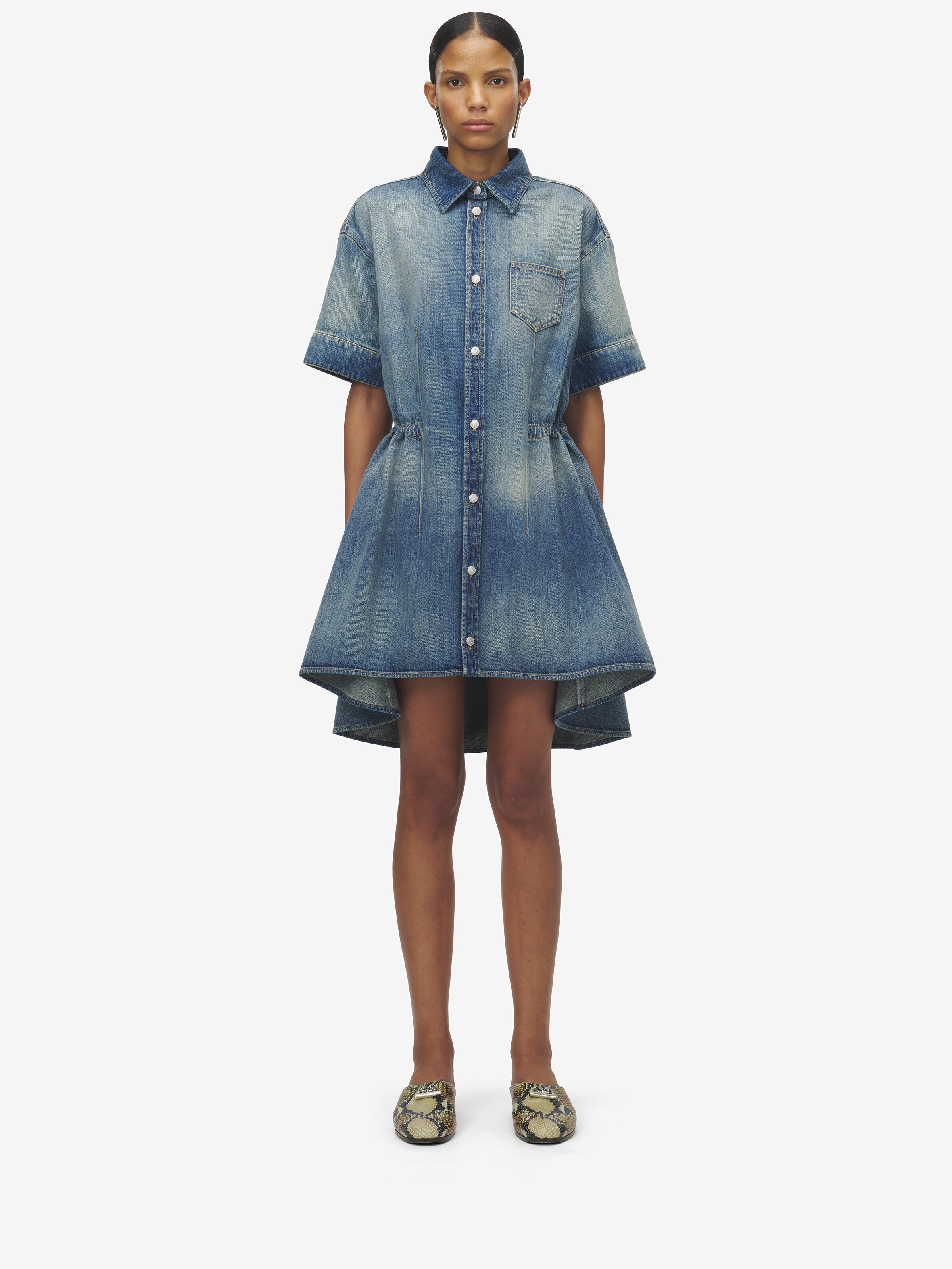 Stonewashed Denim Shirt Dress