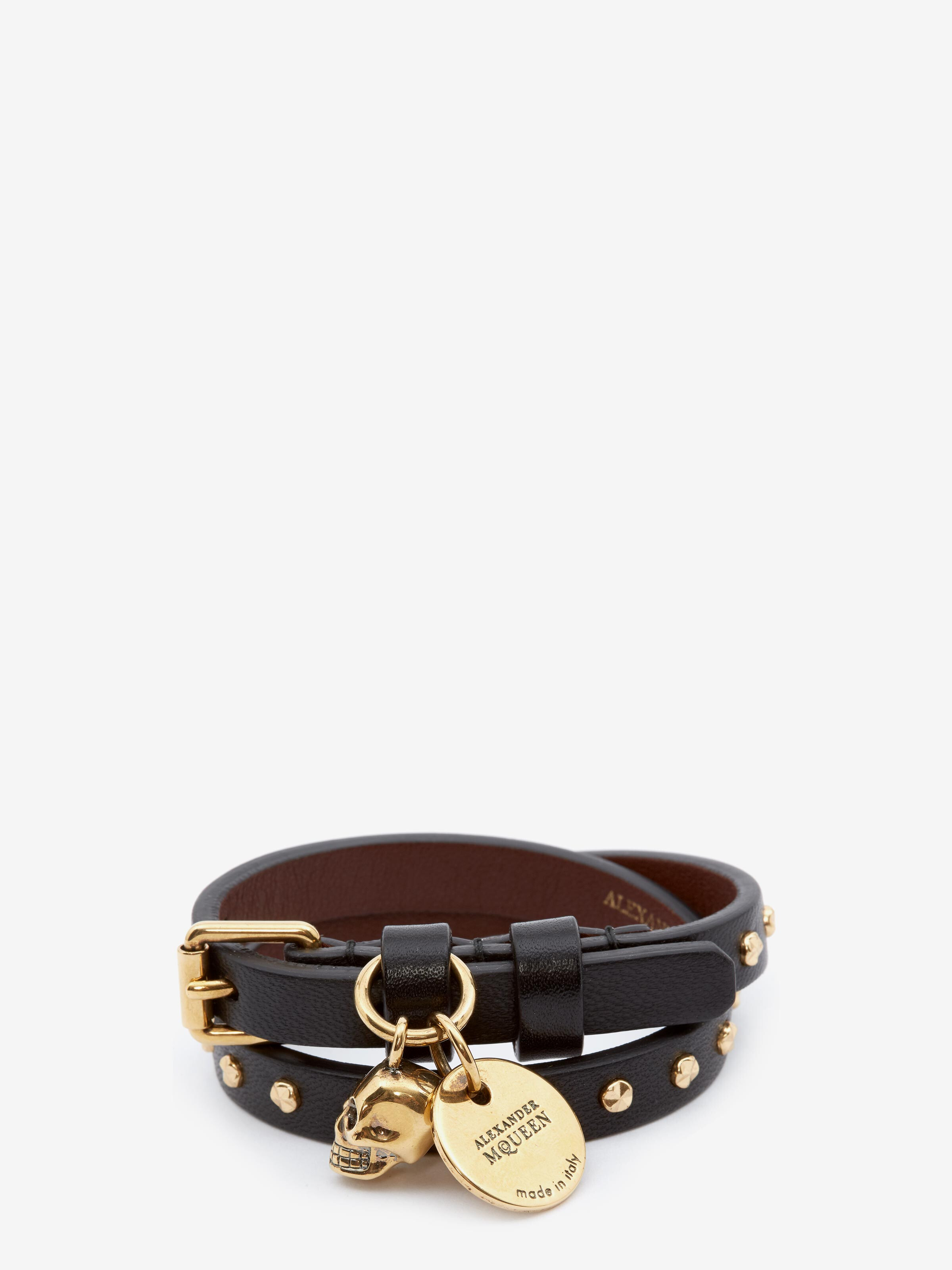 Endeavour Leather Double Wrap Bracelet with Polished Brass Brummels