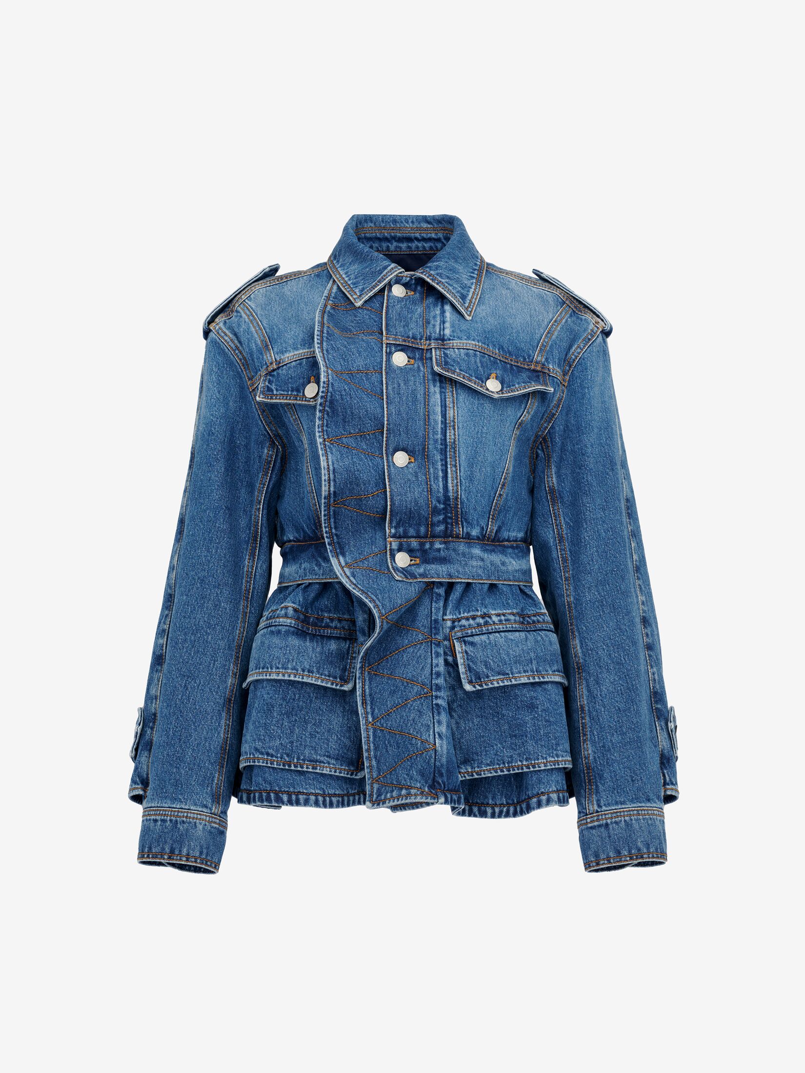 Peplum blue jean on sale jacket