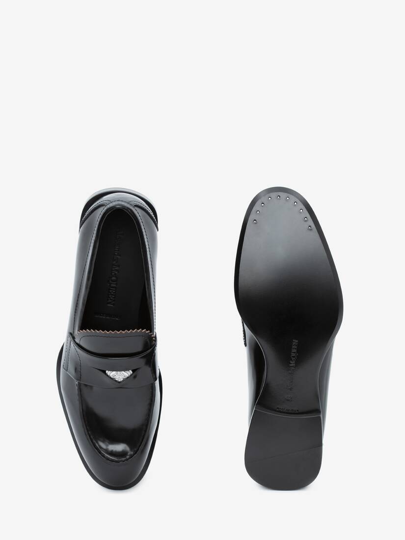 Seal Logo Loafer in Black/Silver | Alexander McQueen US