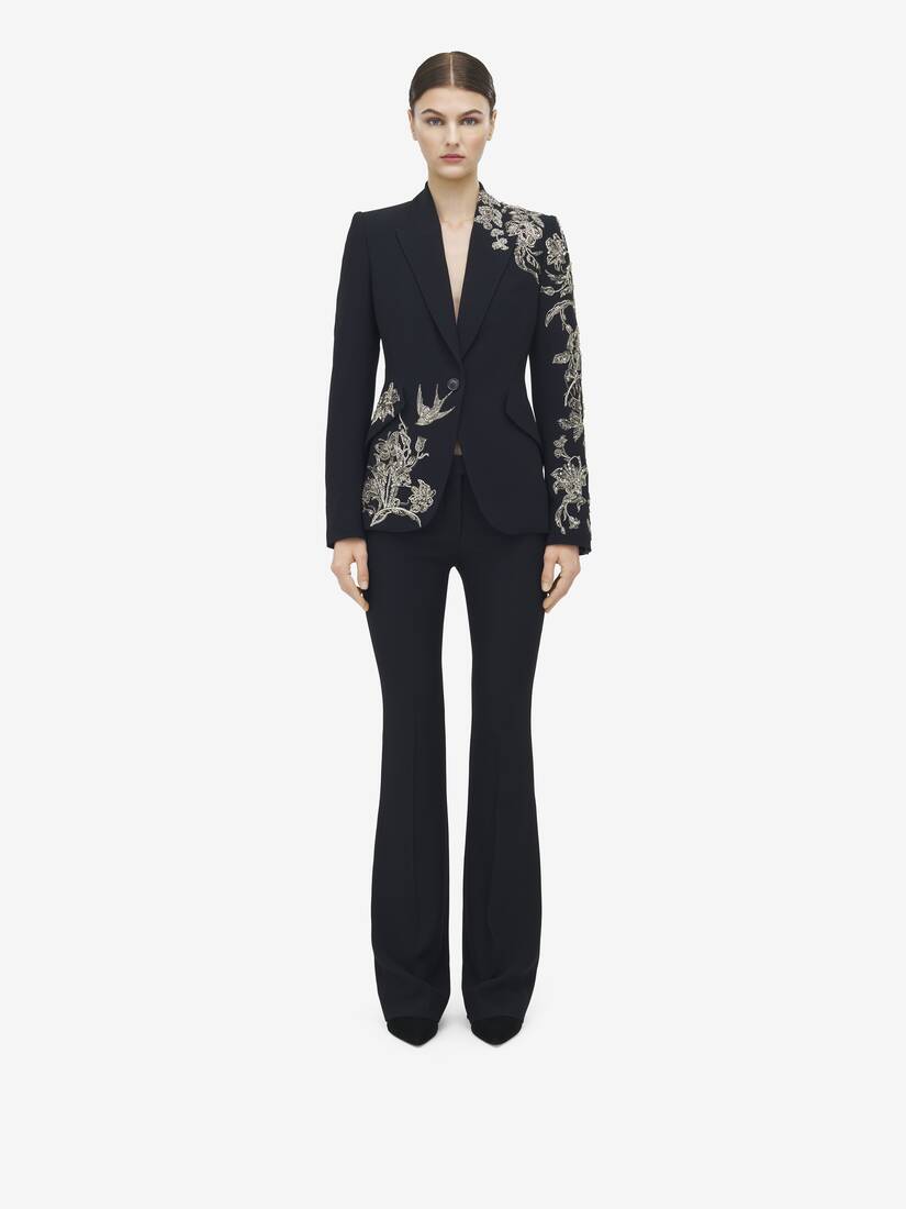 Jacke mit silberner Tattoo-Stickerei