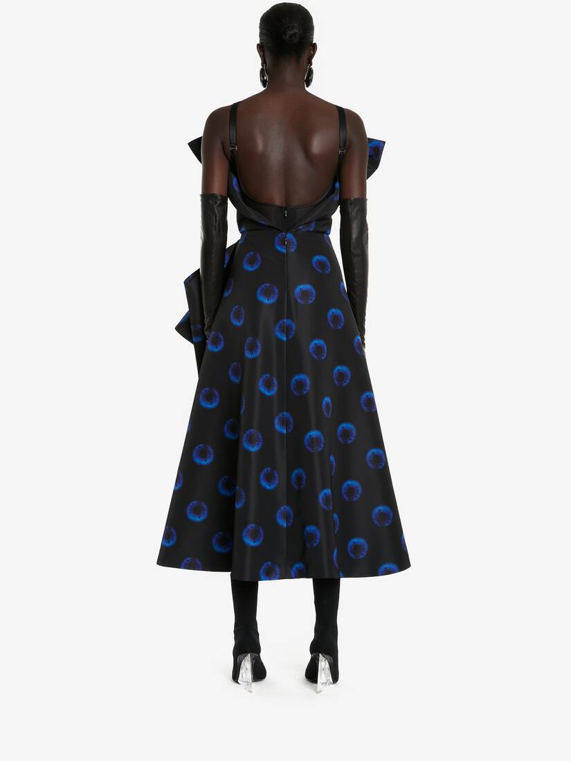 Asymmetrisch Drapiertes Kleid Mit Iris-Motiv