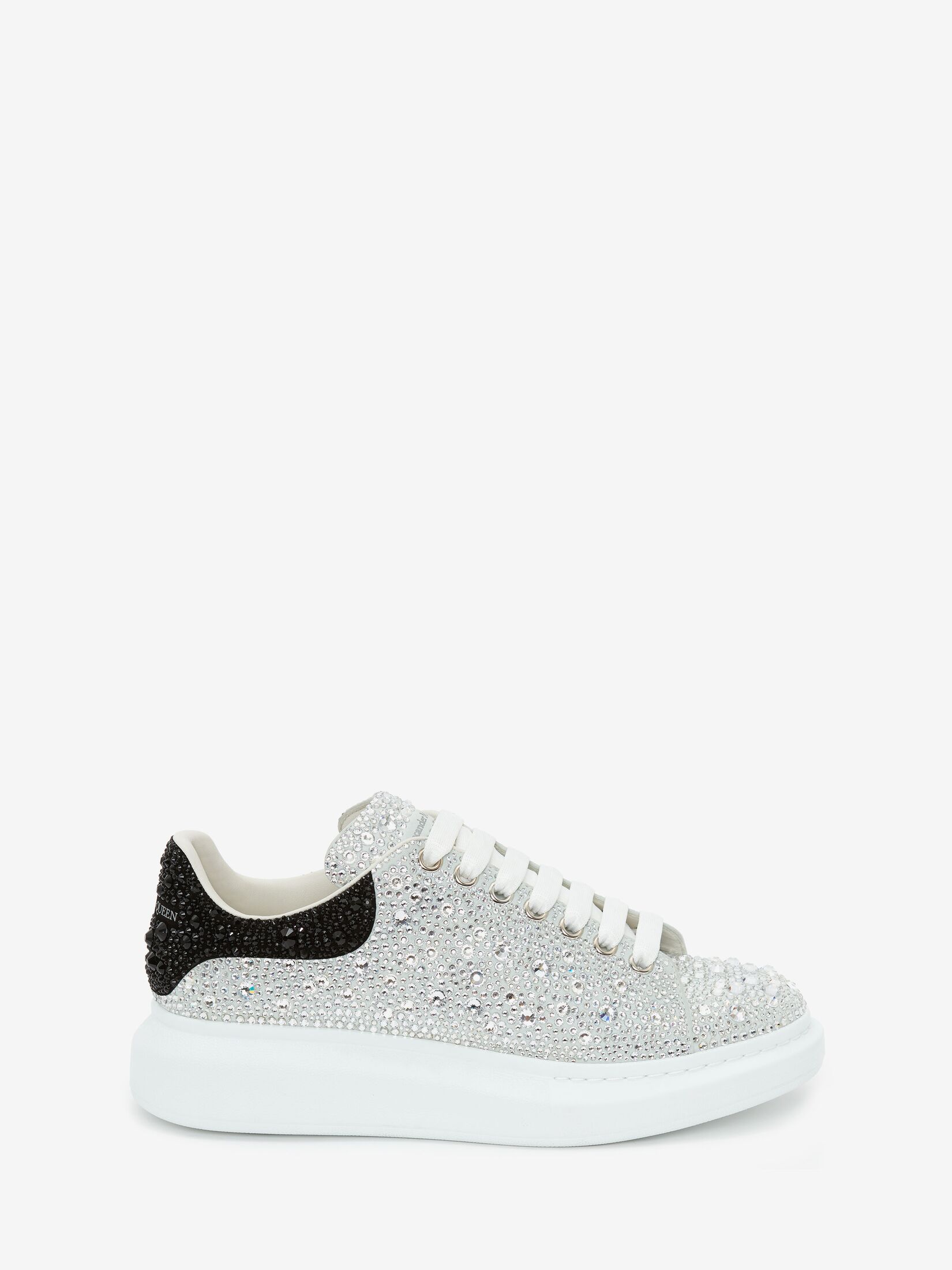 Crystal-embellished Oversized Sneaker in White/Crystal | Alexander 