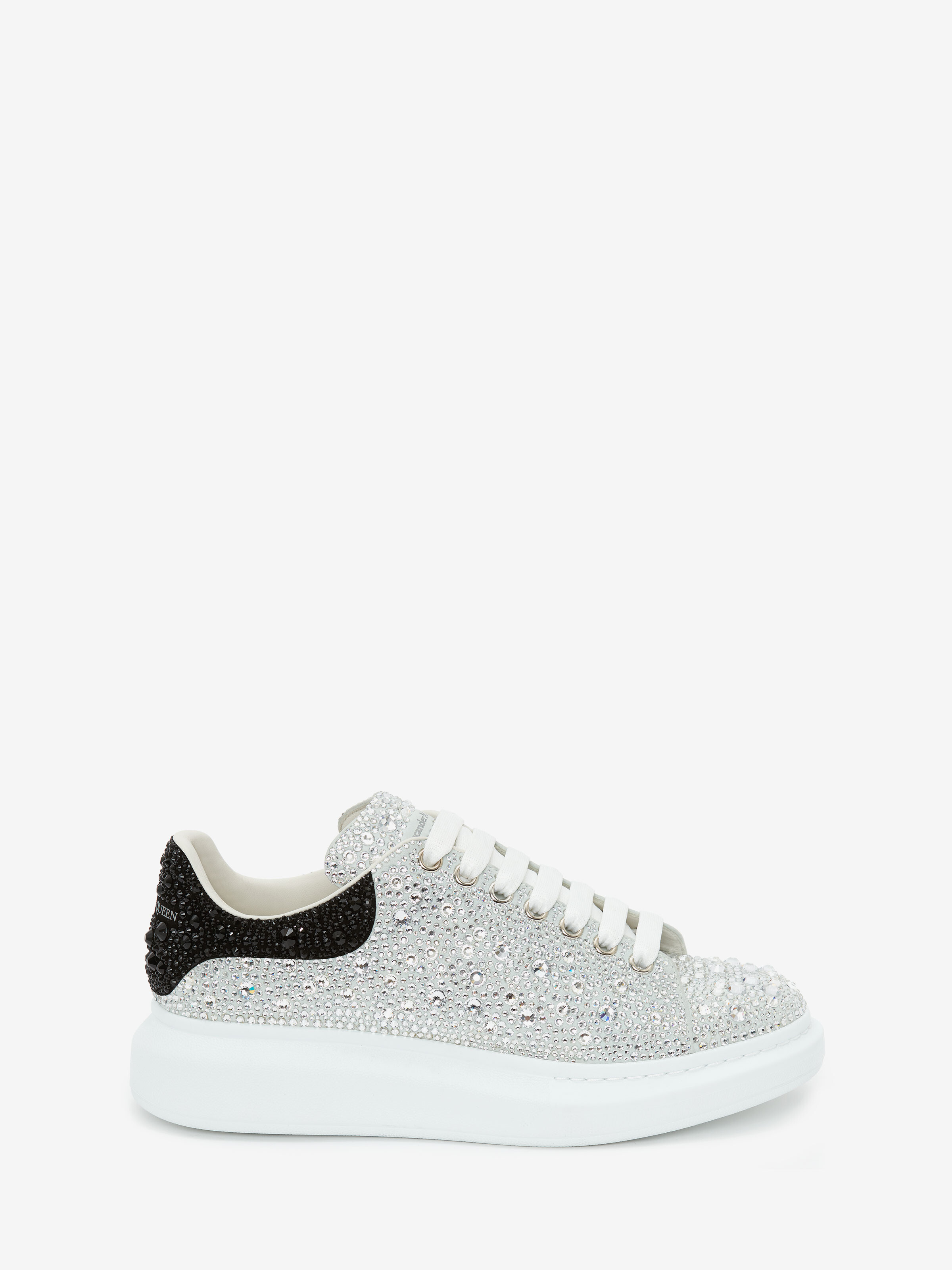 Shop Alexander Mcqueen Crystal-embellished Oversized Sneaker In White/black