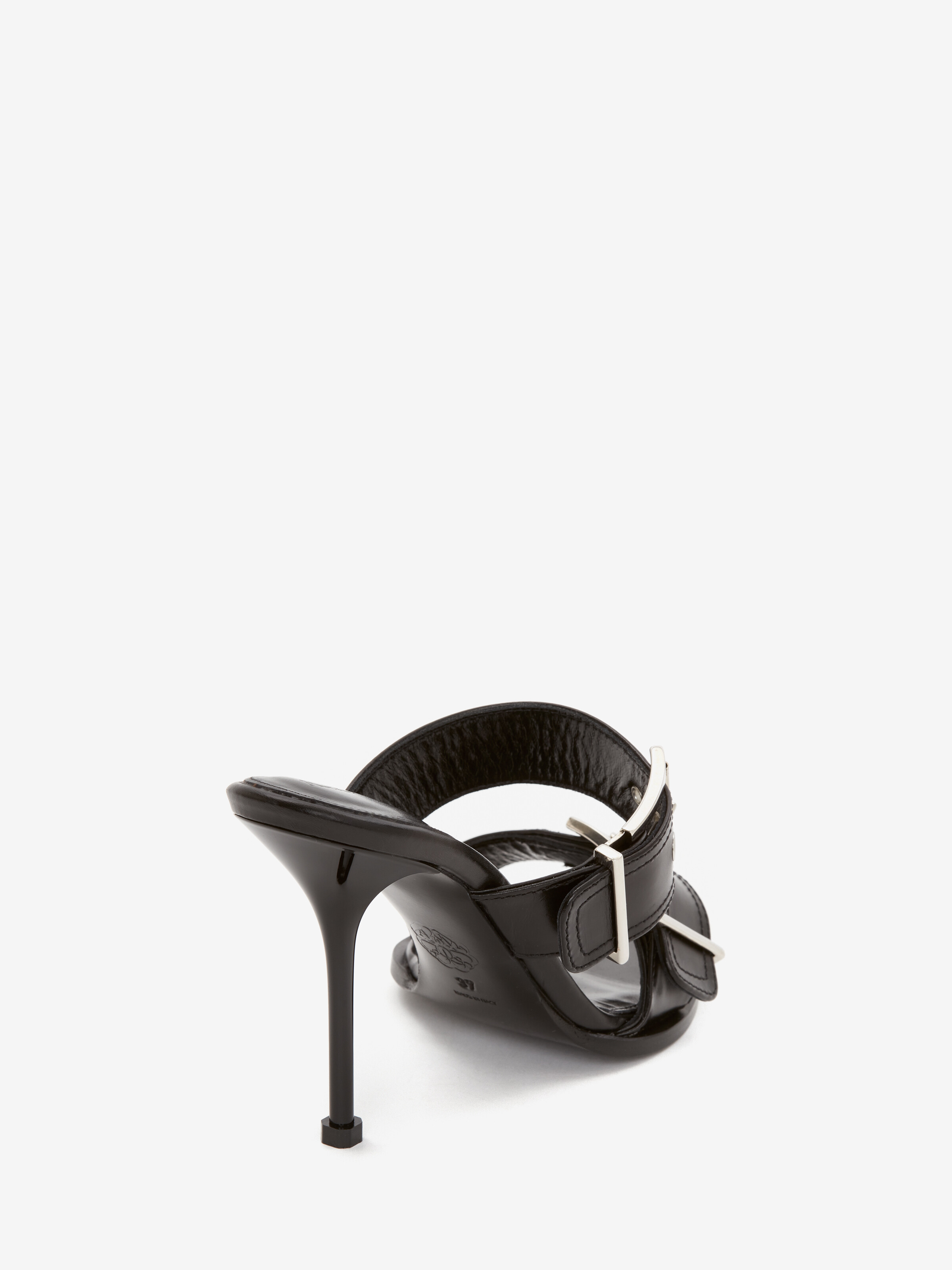 Sandali Punk con Doppia Fibbia da Donna in Nero/Argento in 100% Pelle di vitello | Alexander McQueen - image 3