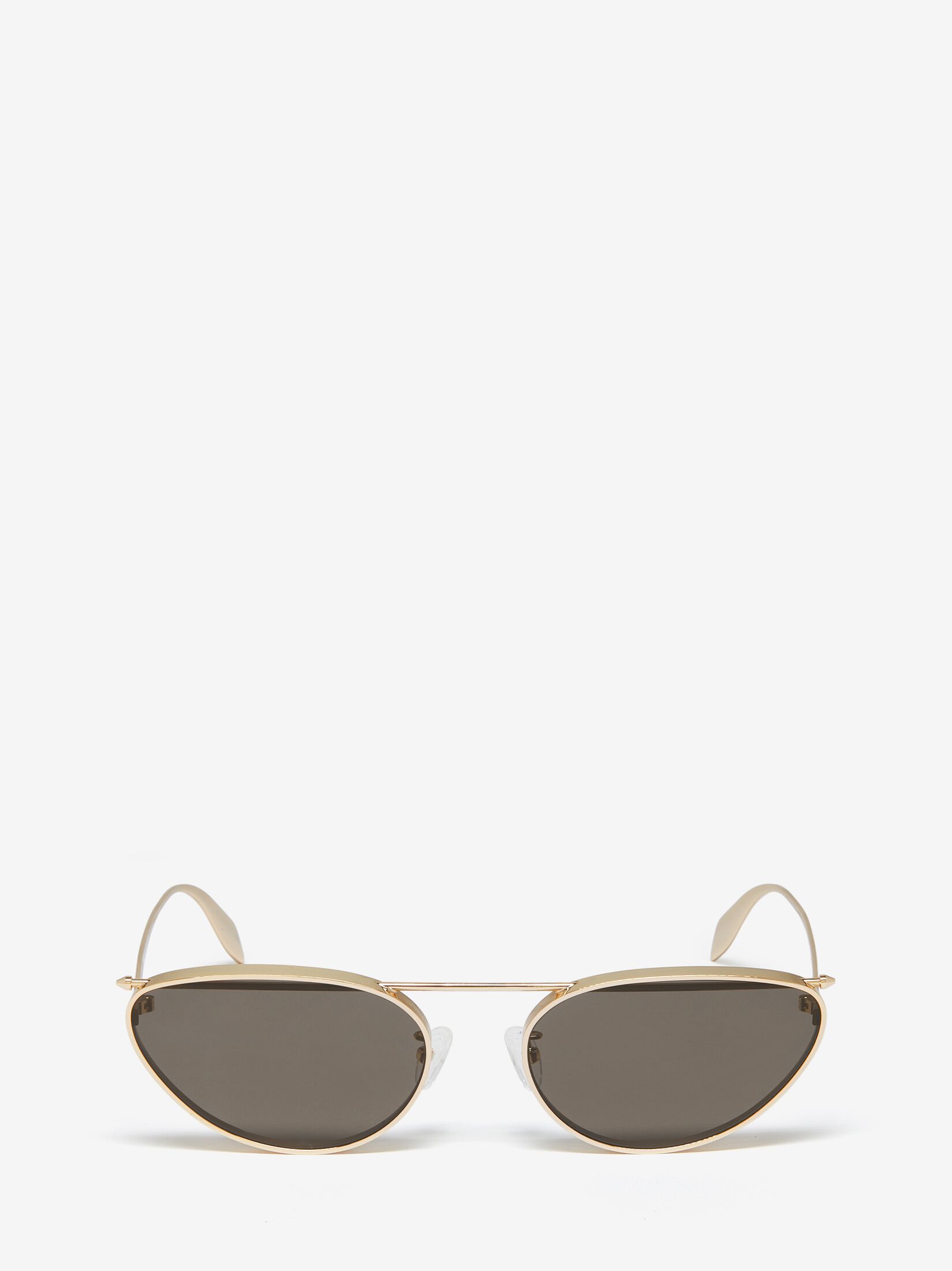 Front Piercing Cat-eye Sunglasses in Light Gold/Smoke | Alexander 