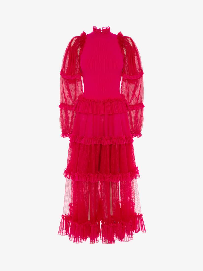 Sheer Frill Midi Dress