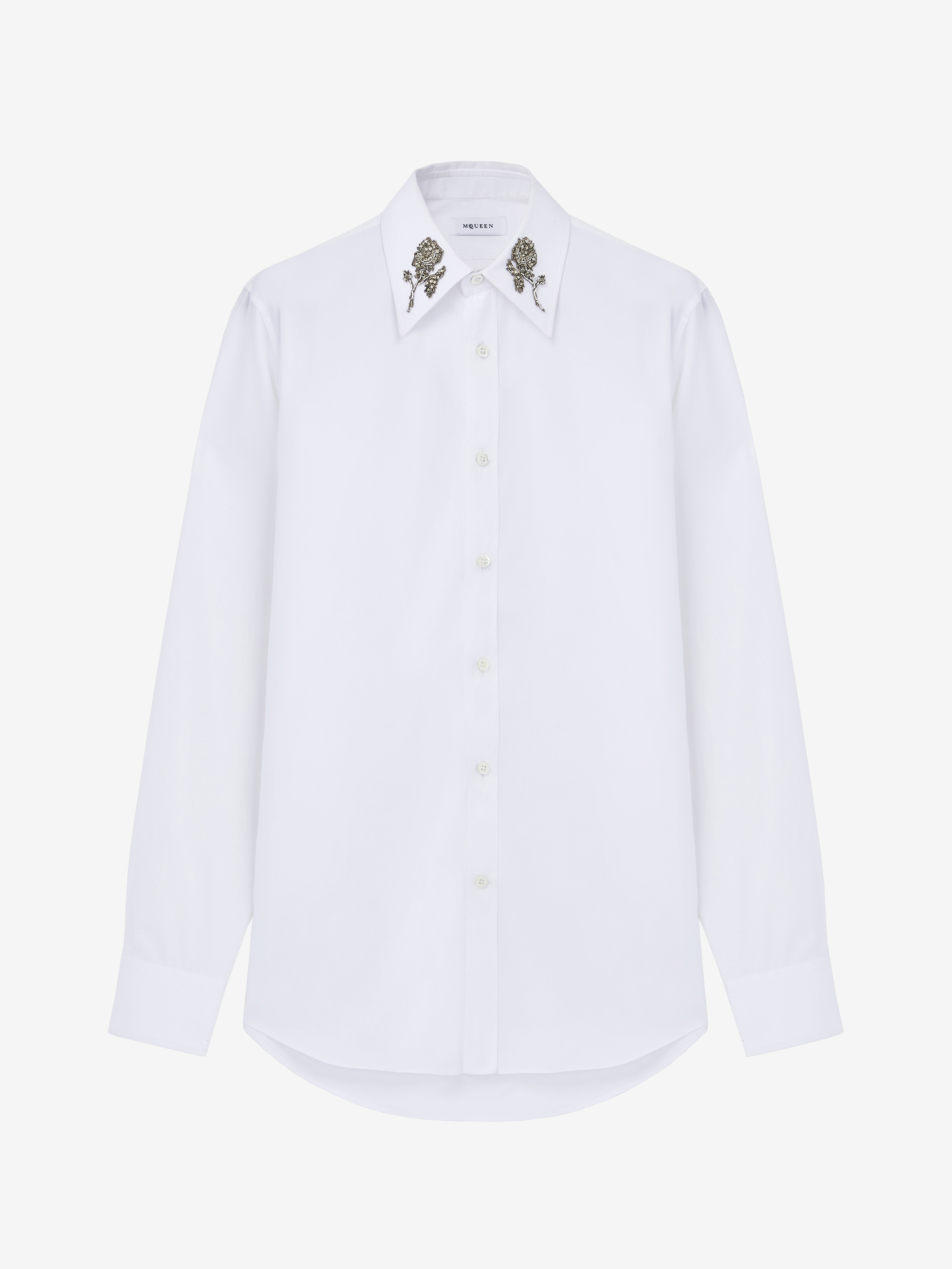 Chemise avec broderie Sailor Tattoo Rose pour Homme en Blanc Optique in 100% Coton | Alexander McQueen - image 1