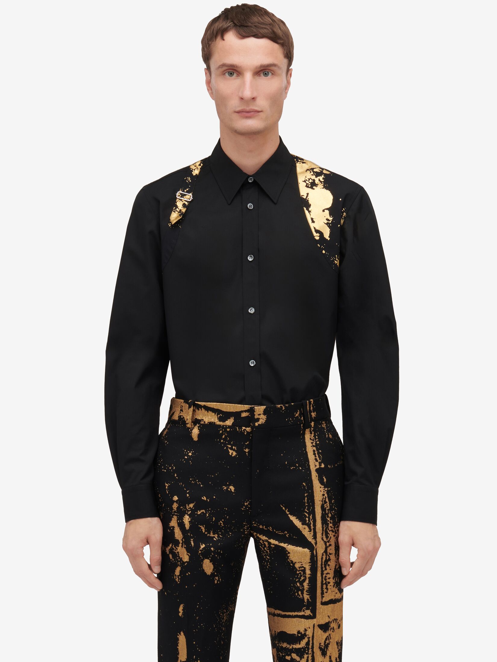 Fold Harness Shirt in Black | Alexander McQueen US