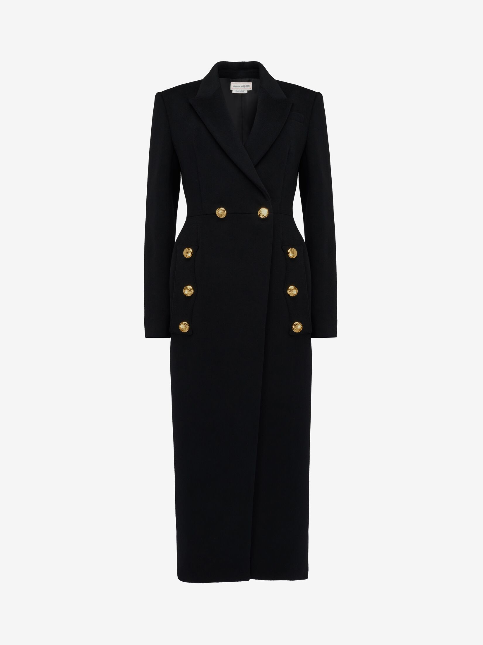 Double-breasted Military Coat in Black | Alexander McQueen US