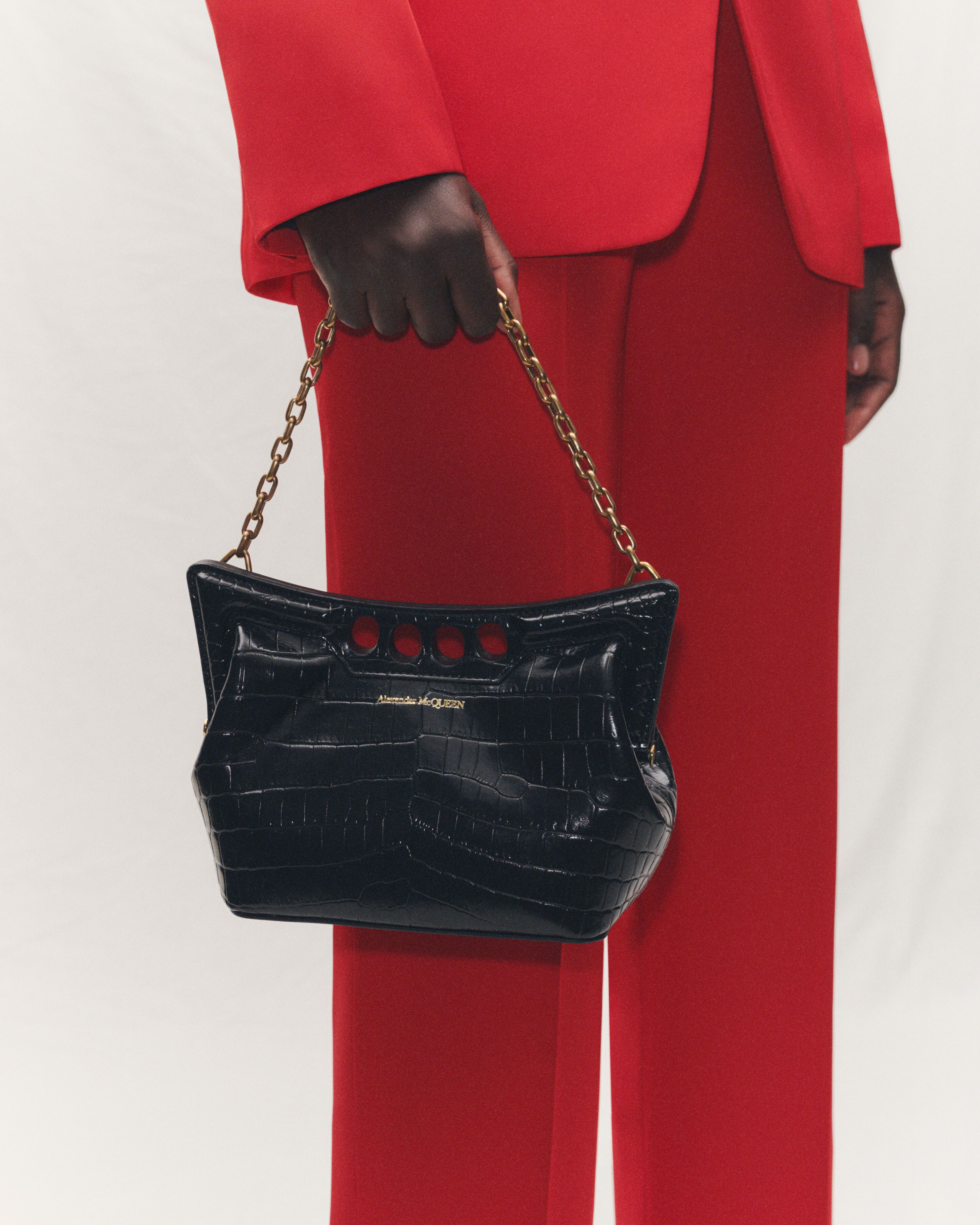 SS24 W Campaign black croc Peak red tailoring