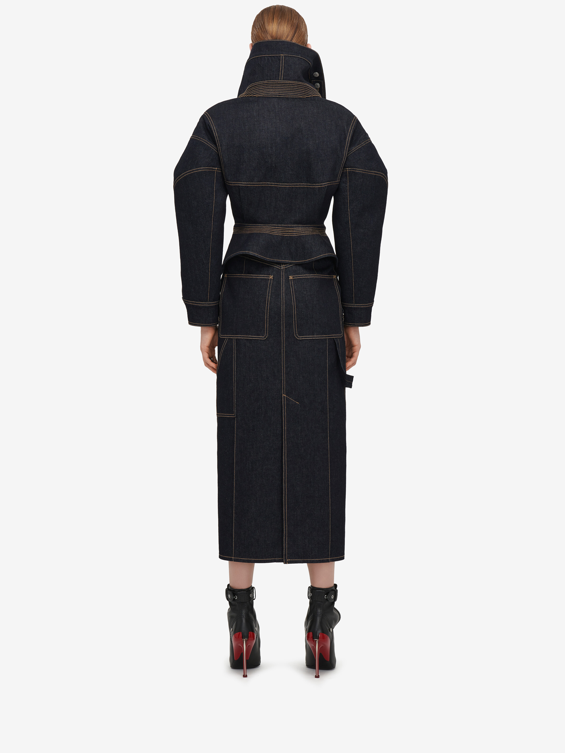 Gonna a tubino funzionale in denim da Donna in Indaco in 100% Cotone | Alexander McQueen - image 4