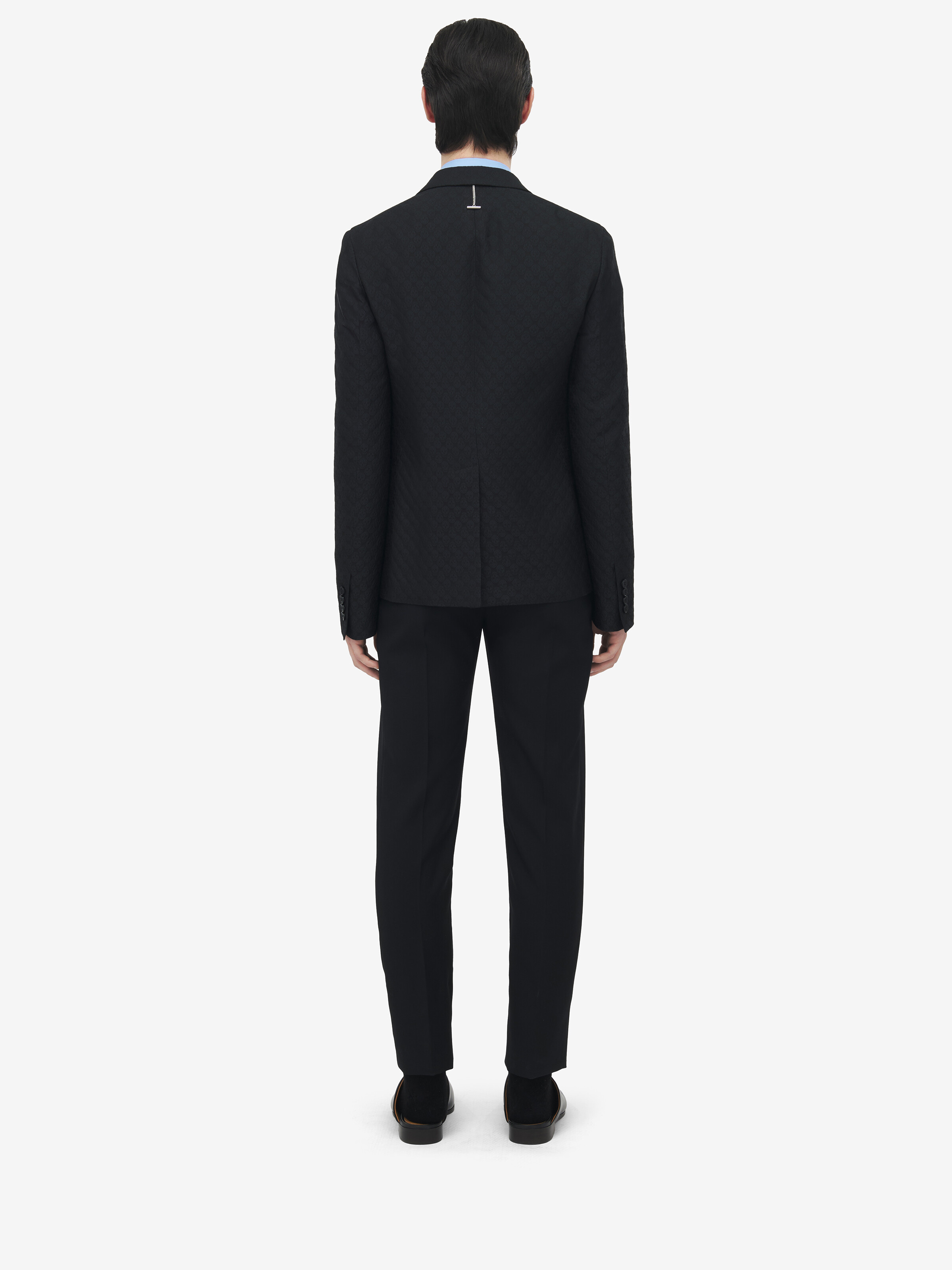 Men's Skull Jacquard Deconstructed Jacket in Black in 78% Viscose, 22% Polyester | Alexander McQueen - image 4