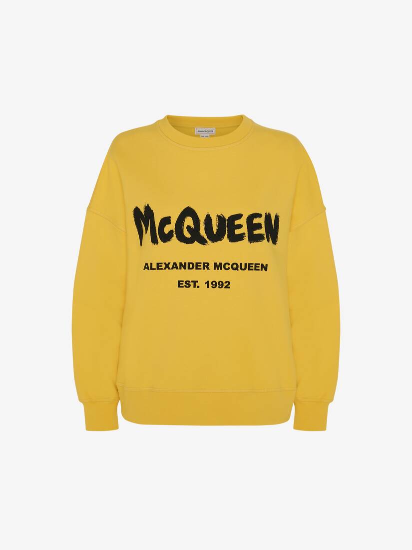 Women's McQueen Graffiti Sweatshirt in Pop Yellow / Black