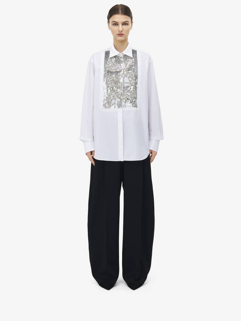 Crystal Stencil Embroidery Shirt