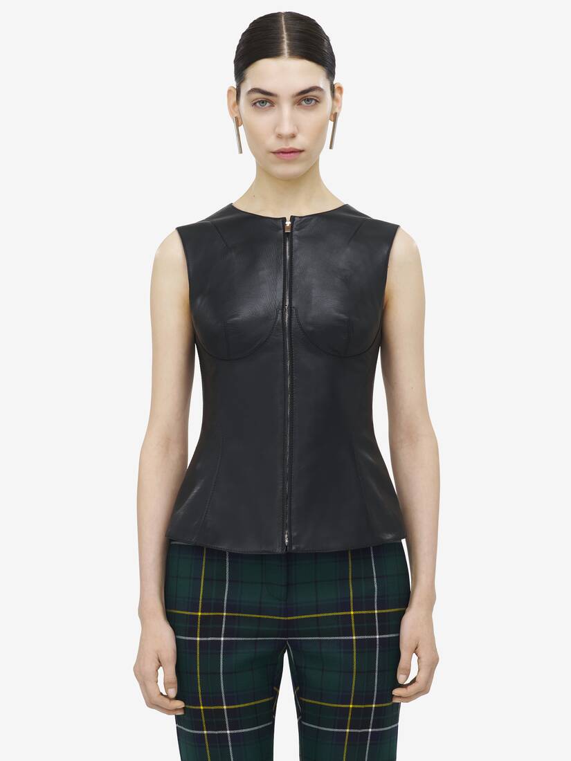 Sleeveless Leather Top