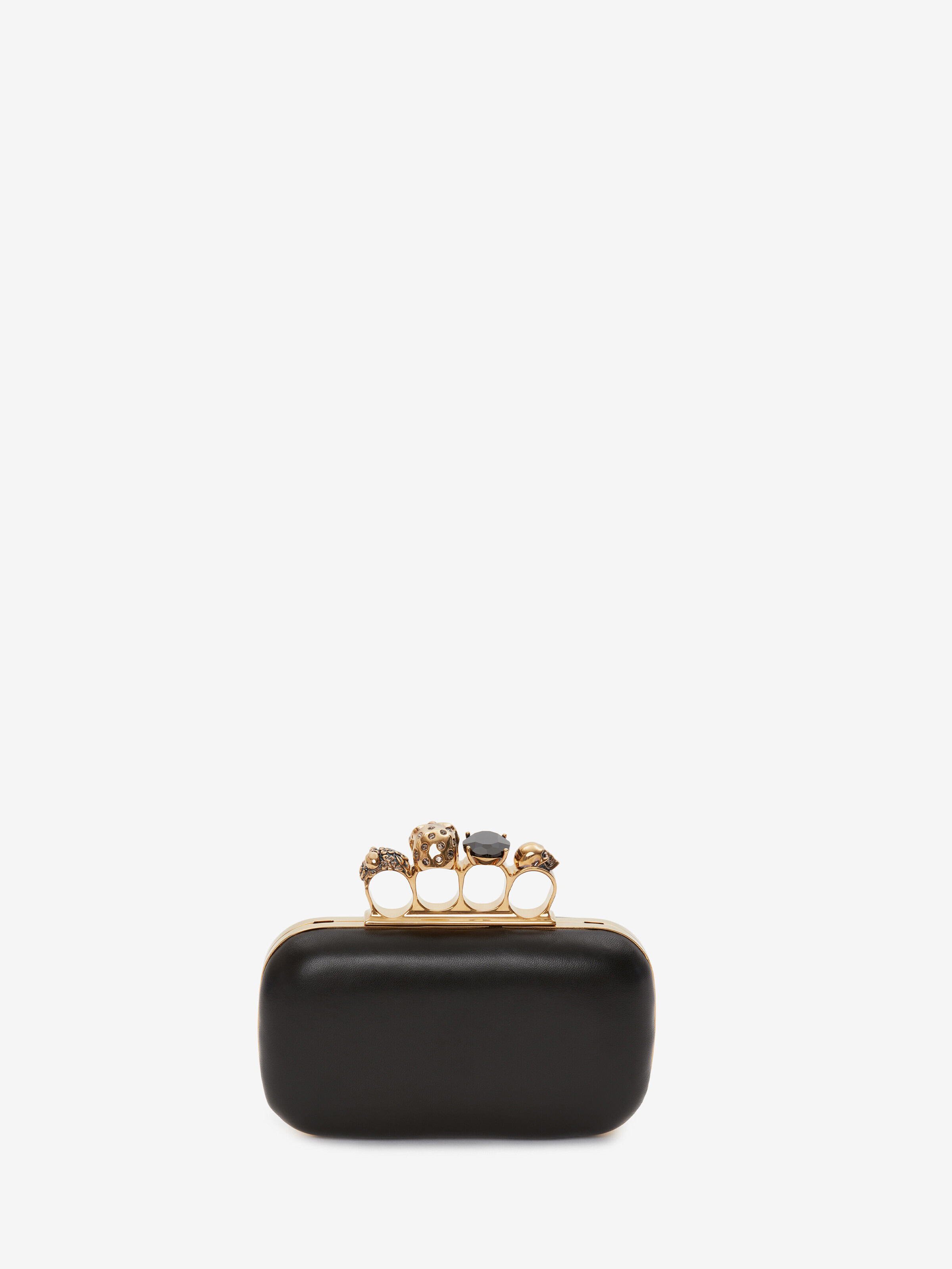 Women's Knuckle Clutch With Chain in Black in Lambskin | Alexander McQueen - image 3
