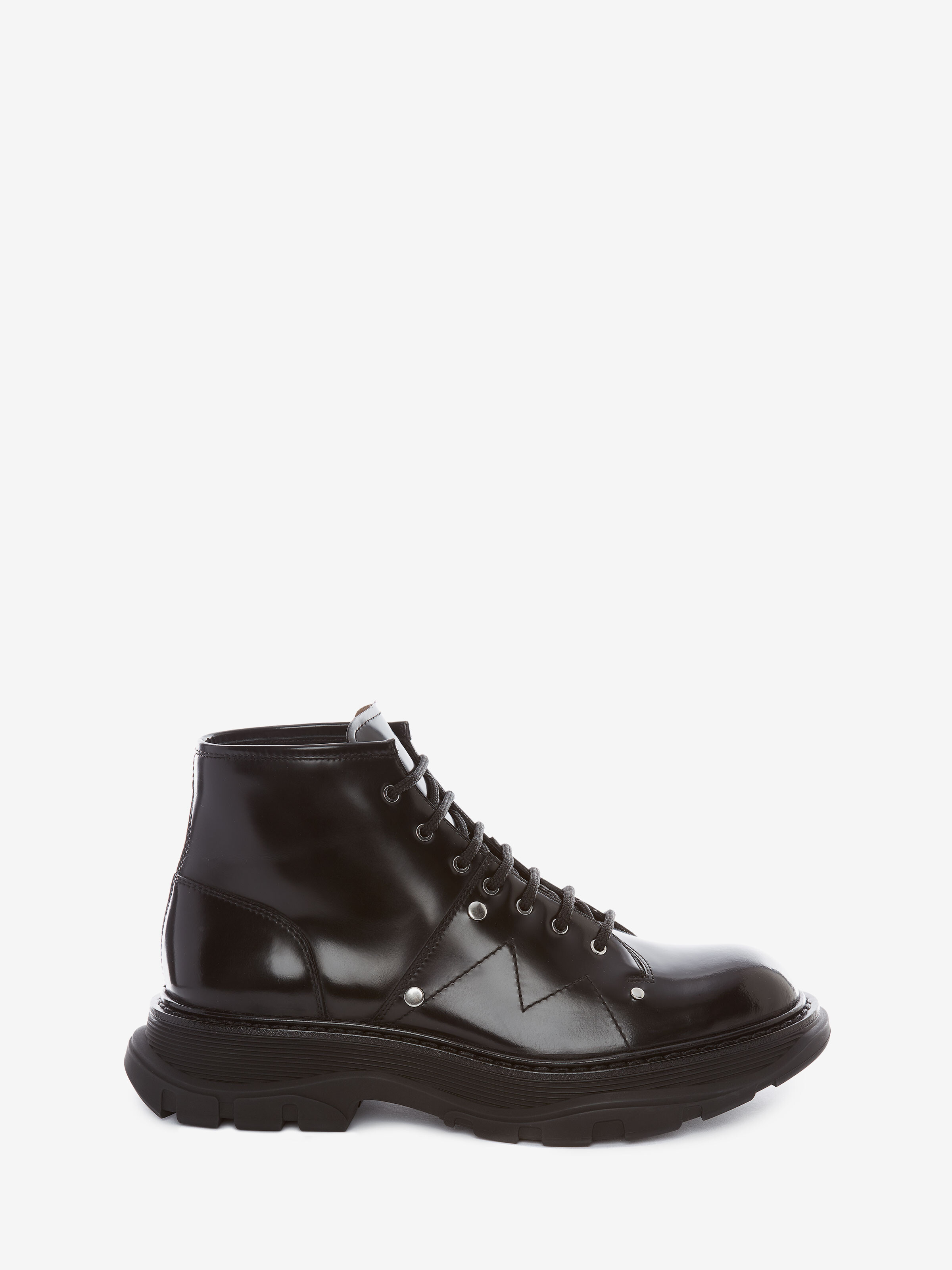 Alexander Mcqueen Tread Boots In Black Leather In Black