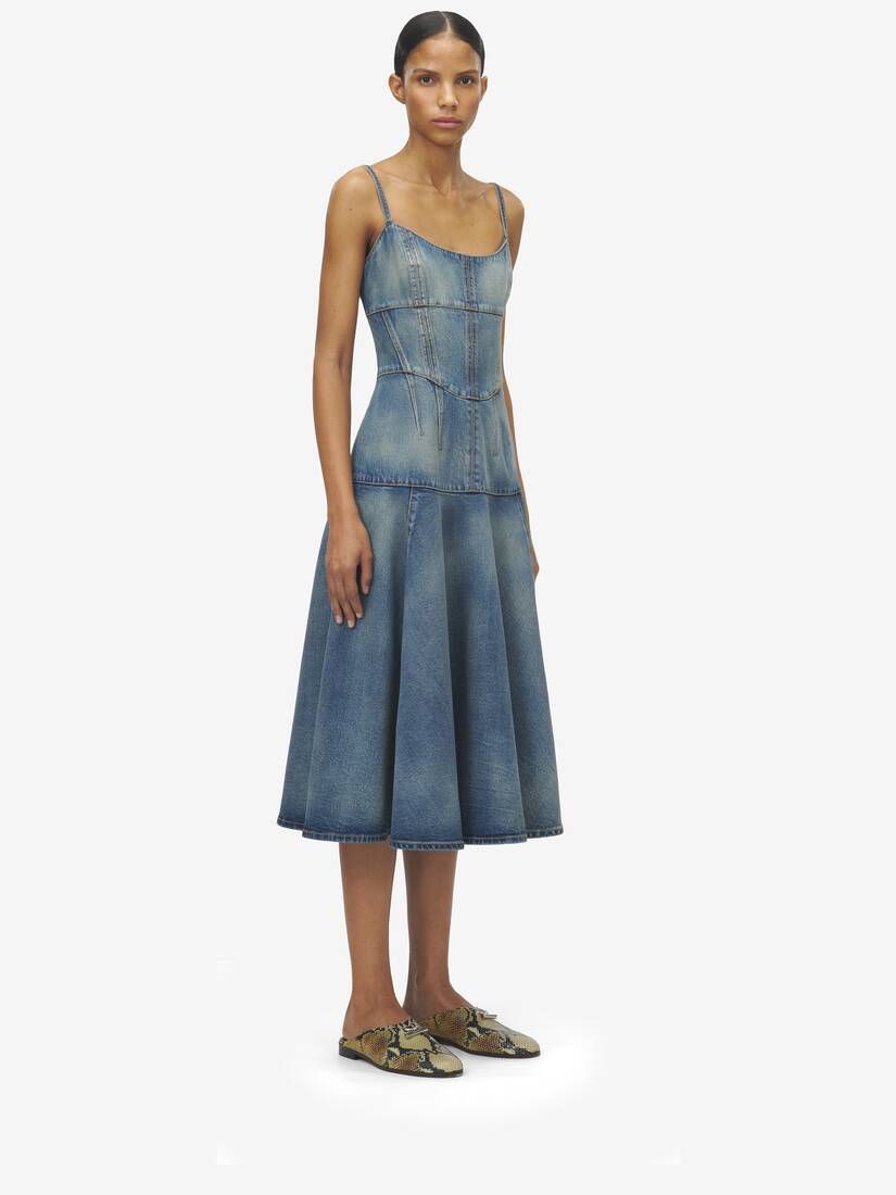 Stonewashed Denim Midi Dress