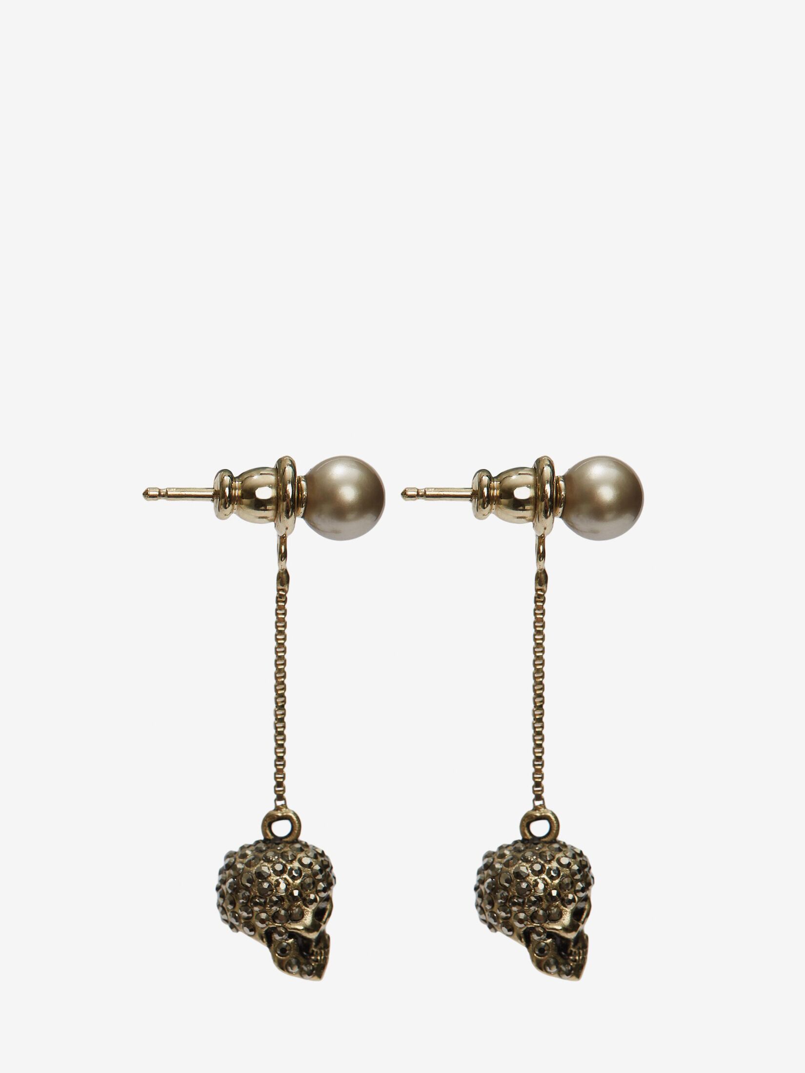 Pave Skull Chain Earrings