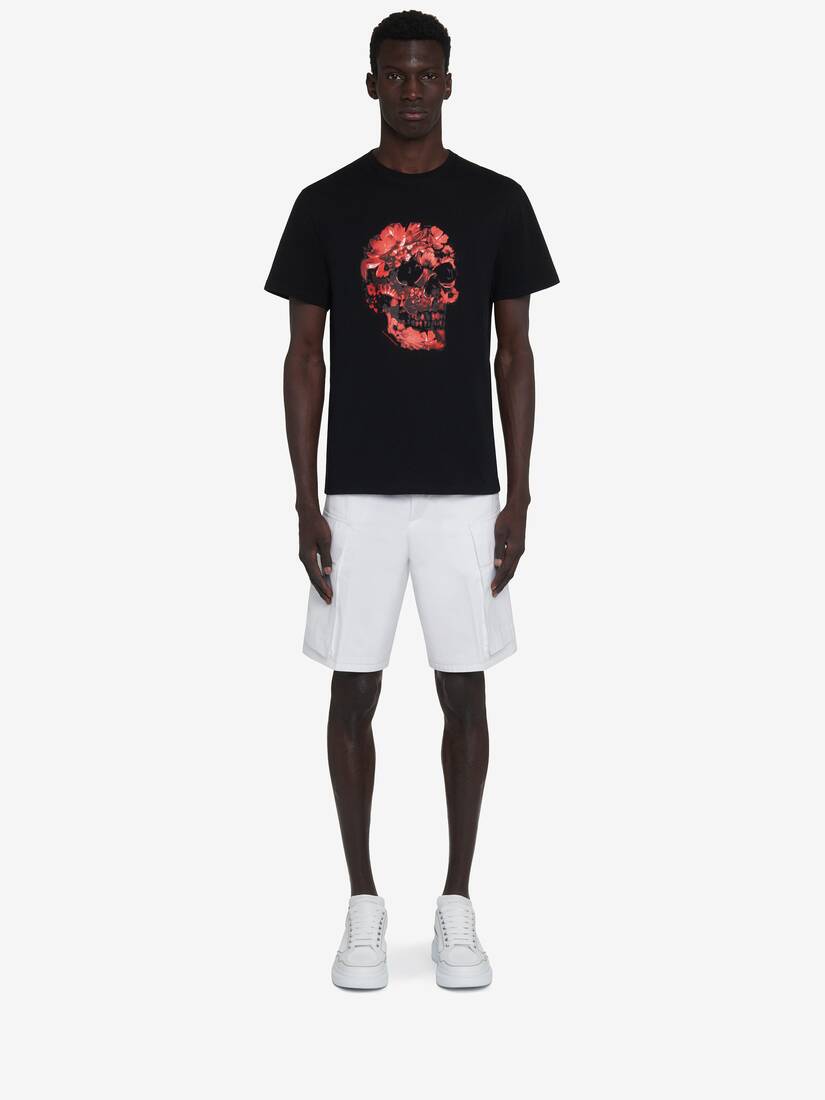 T-Shirt mit Wax Flower Skull-Print